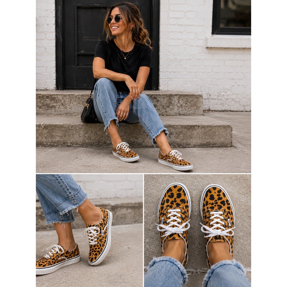 Vans ComfyCush Era Leopard Print Sneakers Mens 9.5 Womens 11 Low Top Shoes